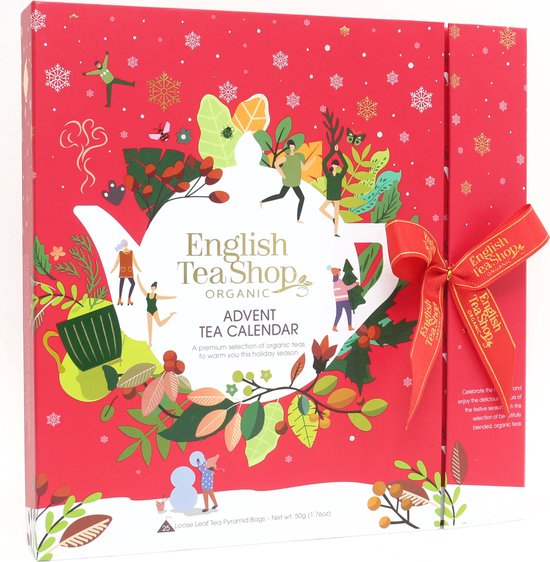 English Tea Shop - Adventskalender thee "Book Style Red Advent" - Biologische thee - 25 theezakjes - 13 verschillende smaken