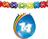 Folat Party 14e jaar verjaardag feestartikelen versiering - 16x ballonnen/2x slingers van 6 meter