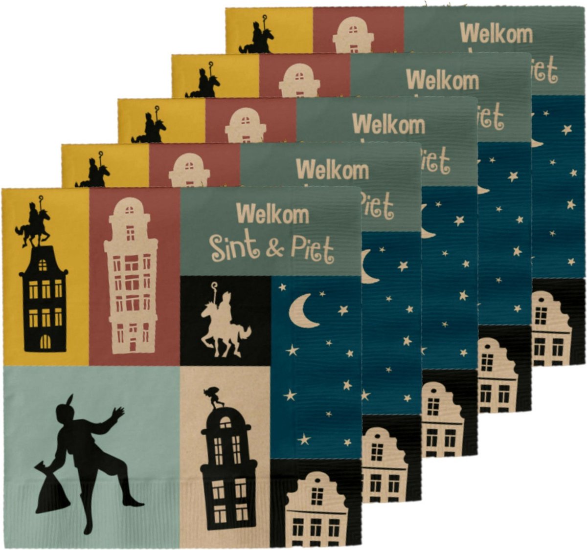 Welkom Sinterklaas tafel diner/lunch servetten - 40x stuks - 33 x 33 cm - 3-laags servetten