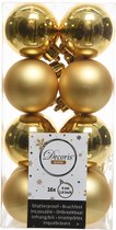 16x Boules de Noël synthétiques dorées 4 cm - Mat / brillant - Boules de Noël en plastique incassables - Décoration d'arbre de Noël or