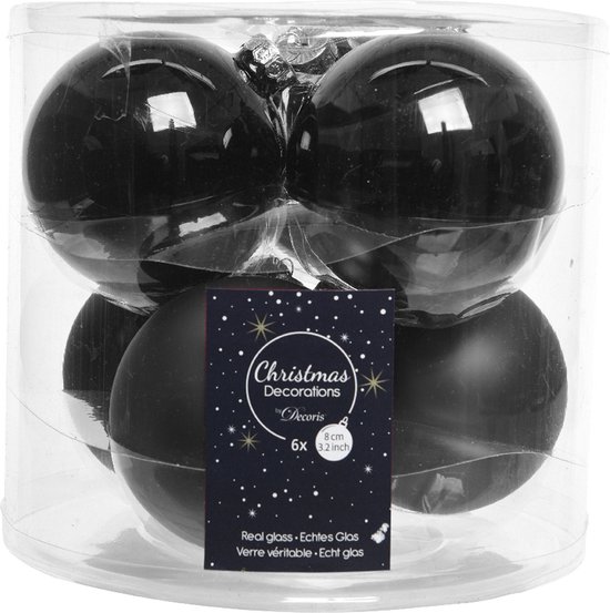 6x stuks blauwe kerstballen van glas - 8 cm - Kerstboomversiering