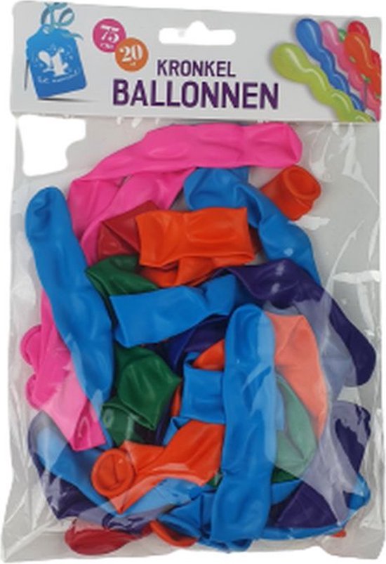 Kronkel ballonnen - Multicolor - Latex - 75 cm - 20  stuks - Ballon