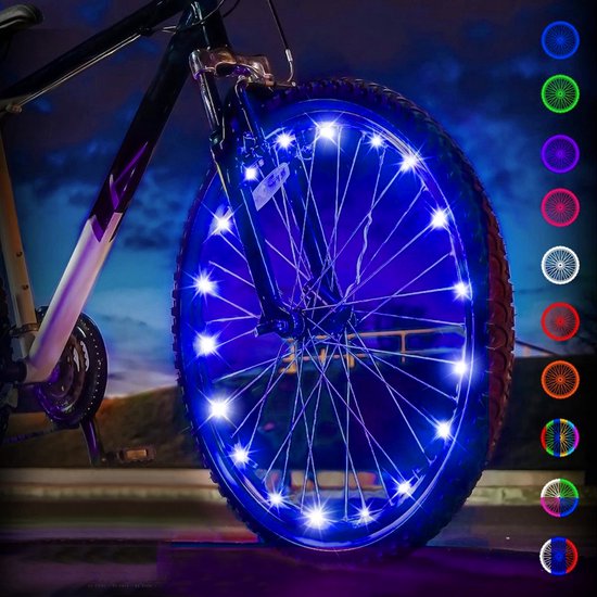 BOTC Eclairage Roue Vélo - LED - Cordon Lumineux Roue Vélo - 20 Leds -  220CM - Blauw | bol.com