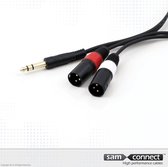 6.3 mm stereo J. naar 2x XLR kabel, 1.5 m, m/m, GP | Signaalkabel | sam connect kabel
