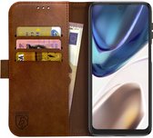 Rosso Element Book Case Wallet Hoesje Geschikt voor Motorola Moto G42 | Portemonnee | 3 Pasjes | Magneetsluiting | Stand Functie | Bruin
