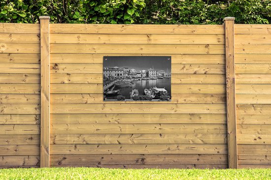 Posters de jardin extérieur Le port de La Maddalena Sardaigne - noir et blanc - 90x60 cm - Toile de jardin - Affiche extérieure