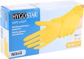 Hygostar wegwerp handschoenen nitril poedervrij GEEL - maat M - 100 stuks