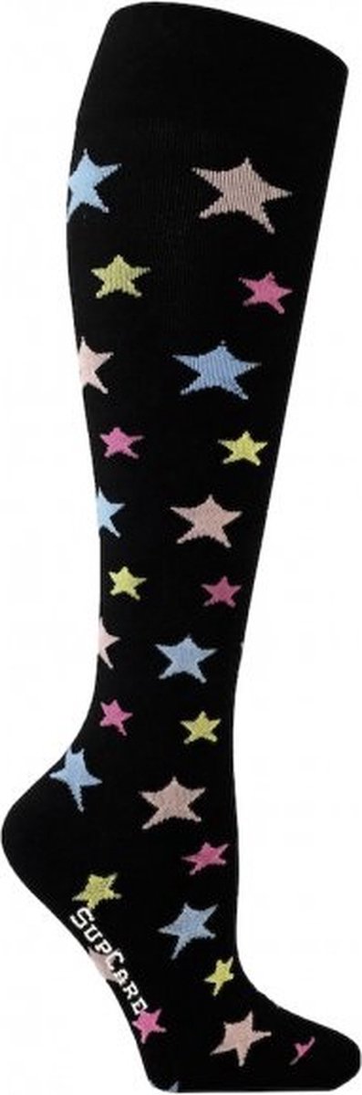 Supcare compressiekousen maat M (40-42) – stars – trendy compressie sokken – steunkousen – ademend – gezwollen, vermoeide en pijnlijke benen & voeten – spataderen - dagelijks gebruik – vliegreizen – zwangerschap – dames en heren