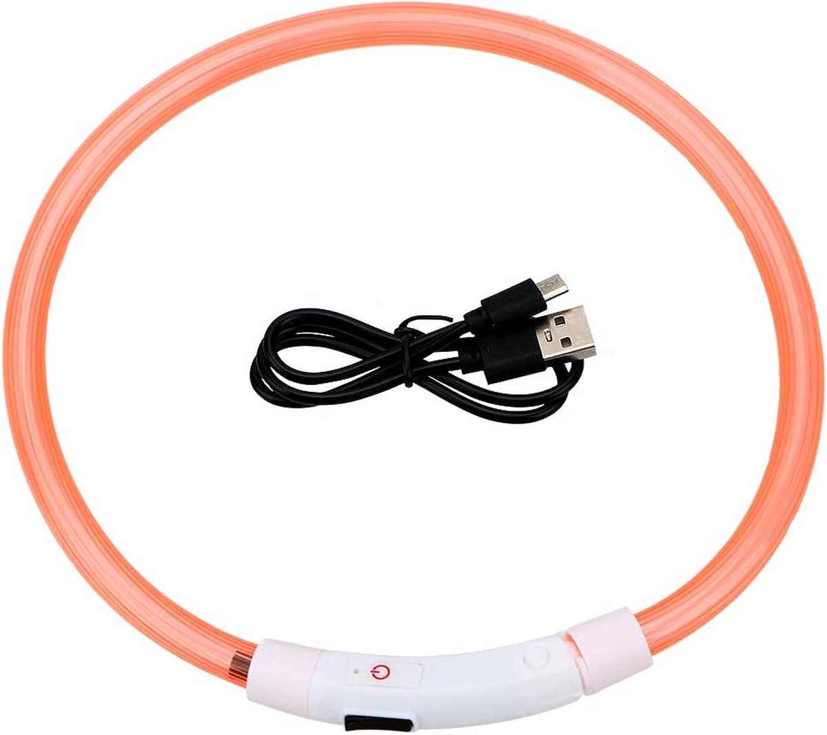 Lichtgevende Halsband Hond - USB Oplaadbaar - Oranje - 60 - 70 cm - Honden Lampje Halsband - LED Halsband Hond - Hondenverlichting