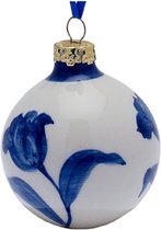 Boule de Noël avec tulipes bleues | 2 pièces | Heinen Delft Bleu | Souvenir
