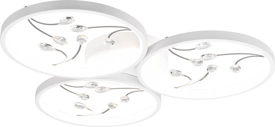 LED Plafondlamp - Plafondverlichting - Trion Moovy - 30W - Natuurlijk Wit 4000K - Dimbaar - Rond - Mat Wit - Aluminium