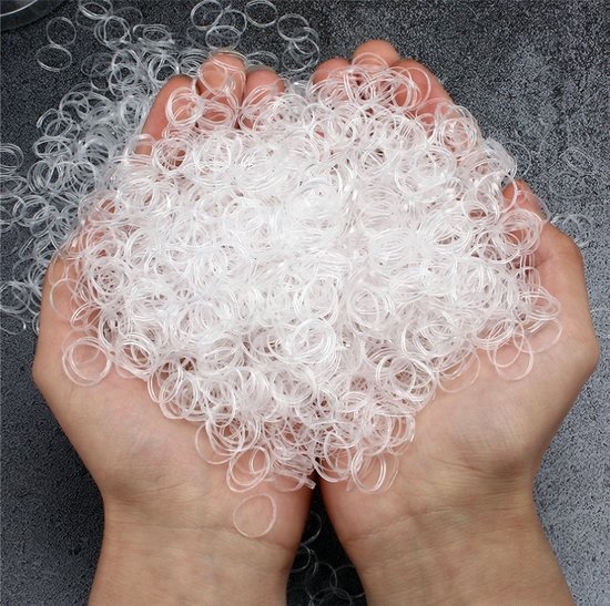 200 doorzichtige haarelastiekjes - 15 mm - Transparante rubberen elastiekjes  - Kleine... | bol.com