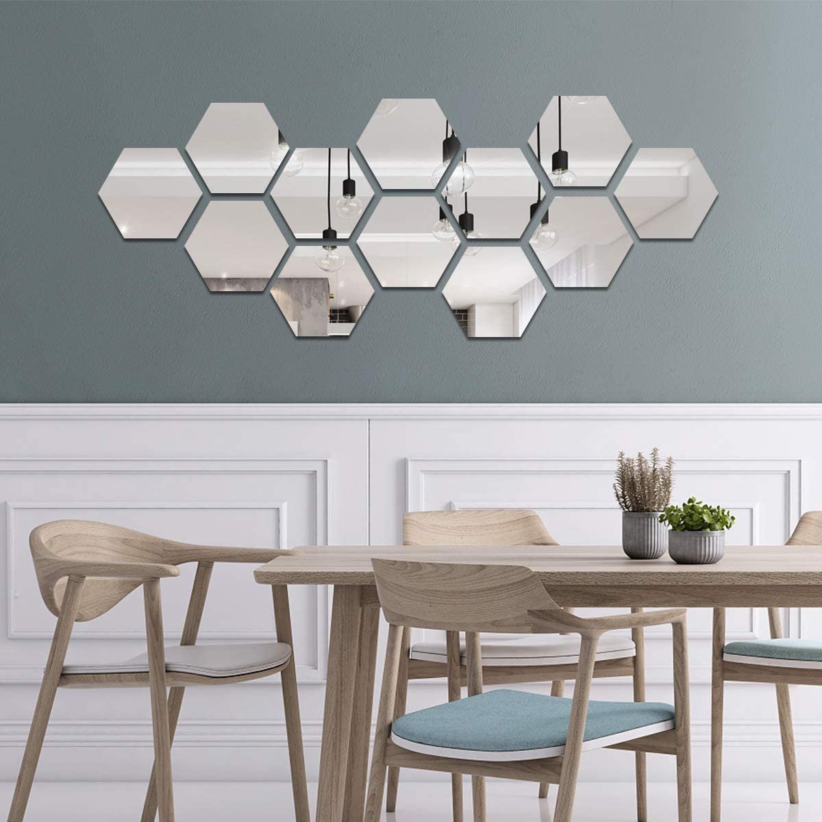 wanddecoratie sticker / Decoratieklok met spiegel 12