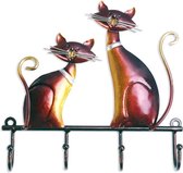 Sleutelrekje modern-Wandrek- Sleutelrekje sleutelhouder -Kat Muur Haak Art Decoratieve Hanger Kat Sculptuur Haken Wall Mount Met 4 Haken Woonaccessoires Voor Sleutel Jassen Tassen houder