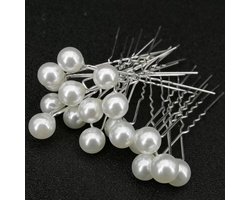 Lulu - Parel haarpinnen | 10 stuks haarschuifjes | haaraccessoires haarversiering zilver | bruid bruidsmode dames haarmode | bruiloft feest verloving