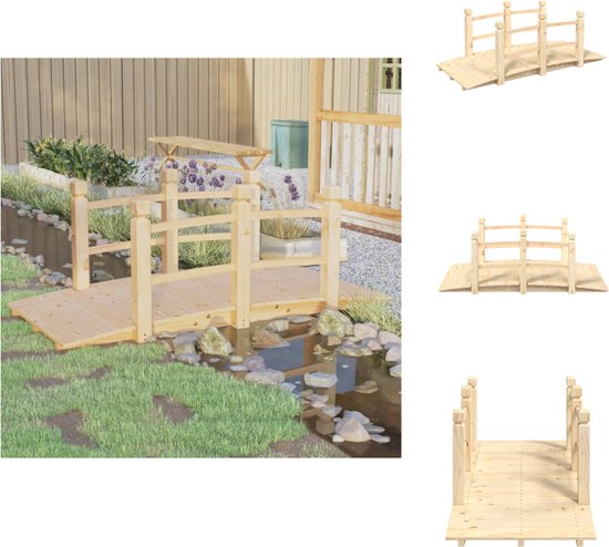 vidaXL Tuinbrug met half wiel 99x50x38 cm massief vurenhout, houten tuinbrug, boogvoetgangersbrug, decoratieve tuinbrug, achtertuinbrug