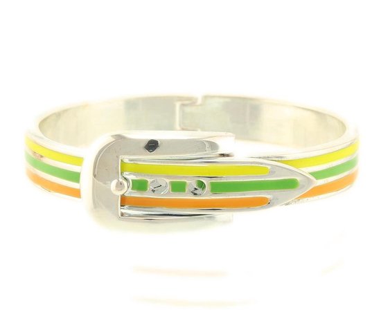 Behave Bracelet couleur argent avec fermeture ceinture jaune vert orange 22 cm