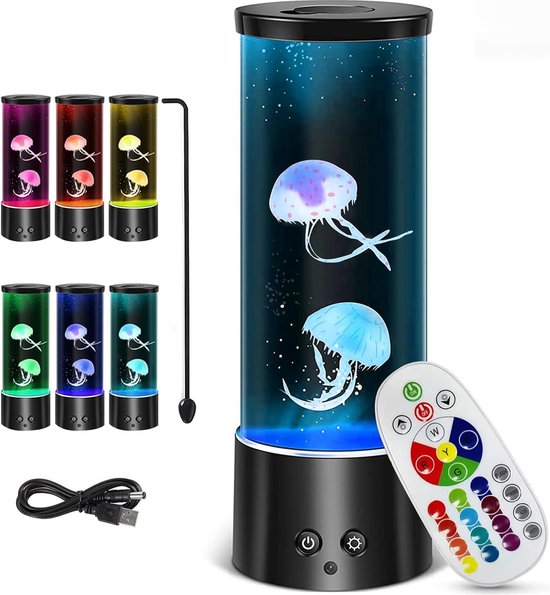LED Kwallen Aquarium Lamp - Realistische Zwemmende Jellyfish Simulatie - Meerkleurige LED-verlichting - Batterij-aangedreven met Afstandsbediening - Decoratieve Kunstlamp voor Kinderen en Volwassenen
