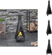 vidaXL Poêle de jardin - Acier - 45 x 122 cm - Porte grillagée - Tisonnier pratique - Cheminée de jardin