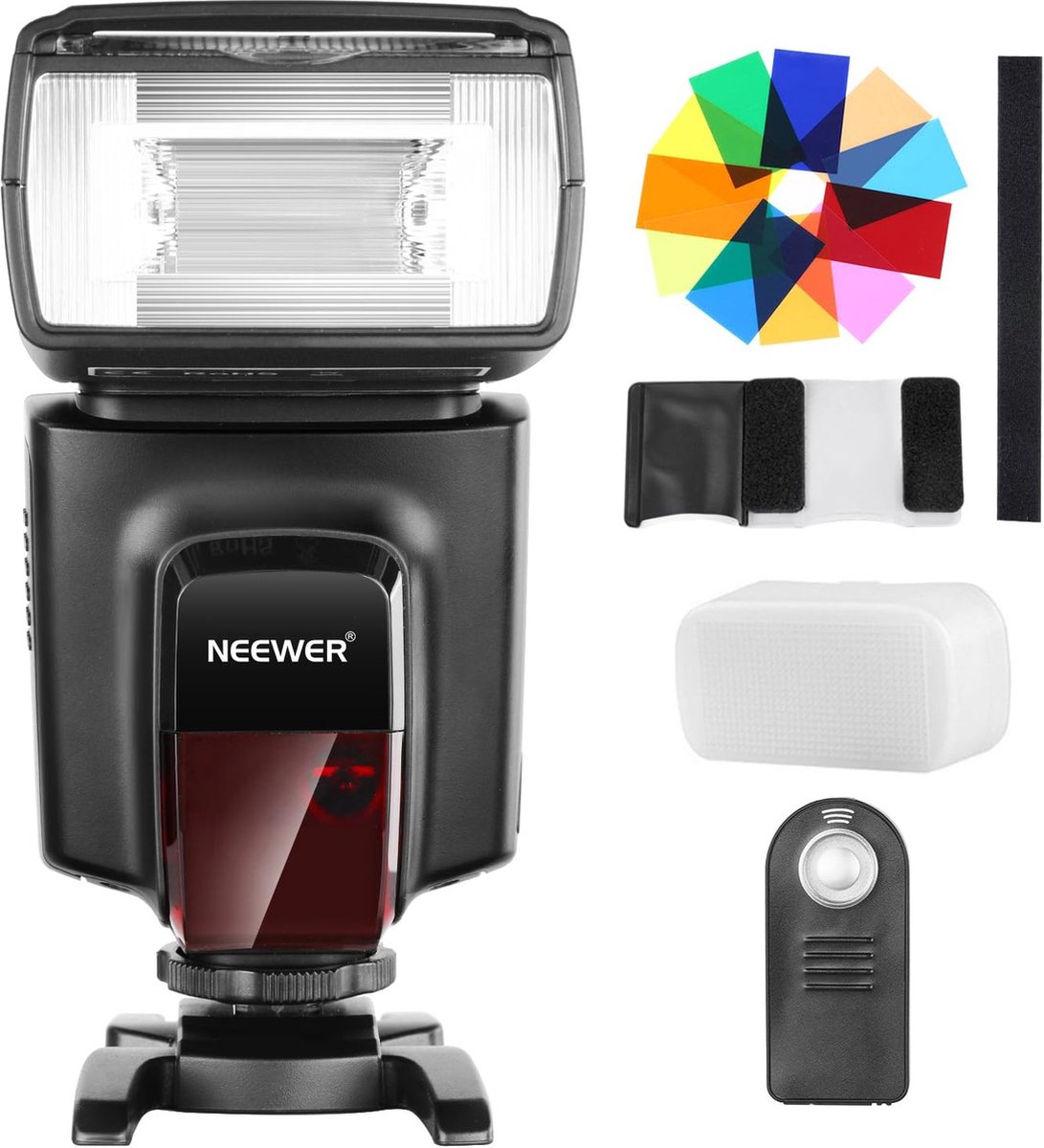 Neewer® - TT560 Flits Speedlite Flitsset voor Canon Nikon Sony Pentax DSLR Camera met Standaard Flitsschoen - Inclusief 1 x TT560 Flitsmachine, 1 x Zachte Diffuser, 1 x Afstandsbediening, 4 x Batterijen - Krachtige Flitsmogelijkheden voor Fotografie