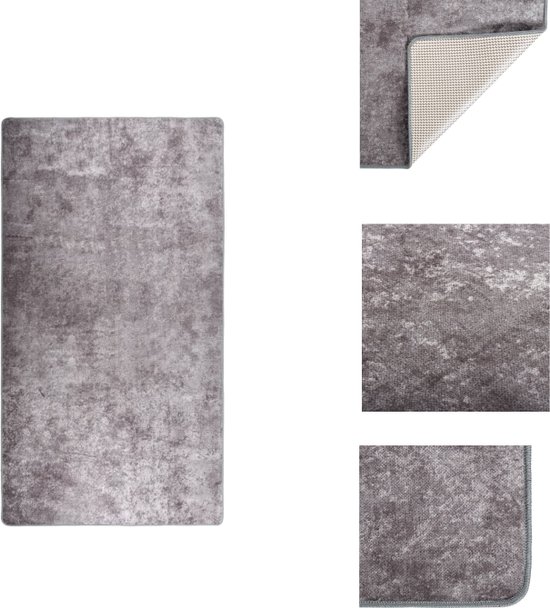 vidaXL Vloerkleed - Karakteristiek - Vloermat - Afmeting- 190 x 300 cm - Kleur- Grijs - Materiaal- 100% polyester - Ken- Antislip - Vloerkleed