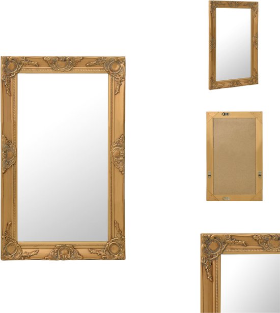 vidaXL Wandspiegel Barok Goud 50 x 80 cm - Antieke Uitstraling - Houten Frame - Spiegel