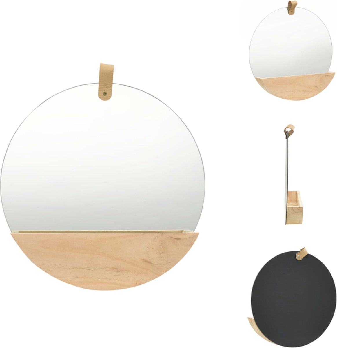 VidaXL Houten Badkamerspiegel Rechthoekig 35x6 cm Retro Stijl Spiegel