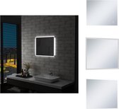 vidaXL LED-badkamerspiegel - 60 x 50 cm - IP44 - Zilverglas en aluminium - Energiezuinige verlichting - Aanraakschakelaar - Inclusief 1 x adapter en montagematerialen - Spiegel