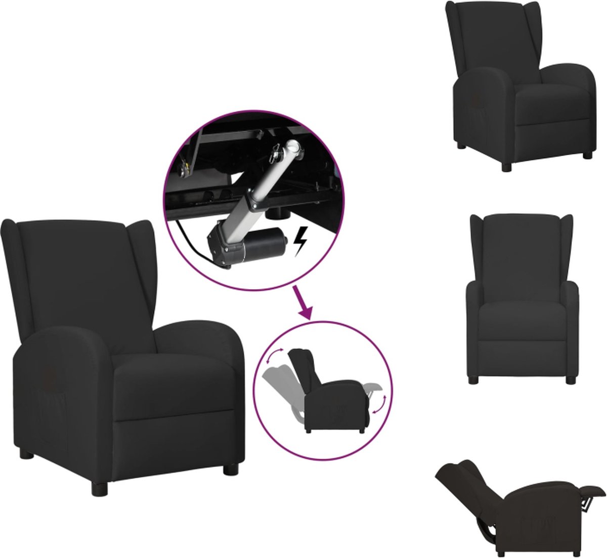 VidaXL Sta-opstoel Verstelbare Kunstleren Zwart 66x94x98.5 cm Elektrische motor Fauteuil