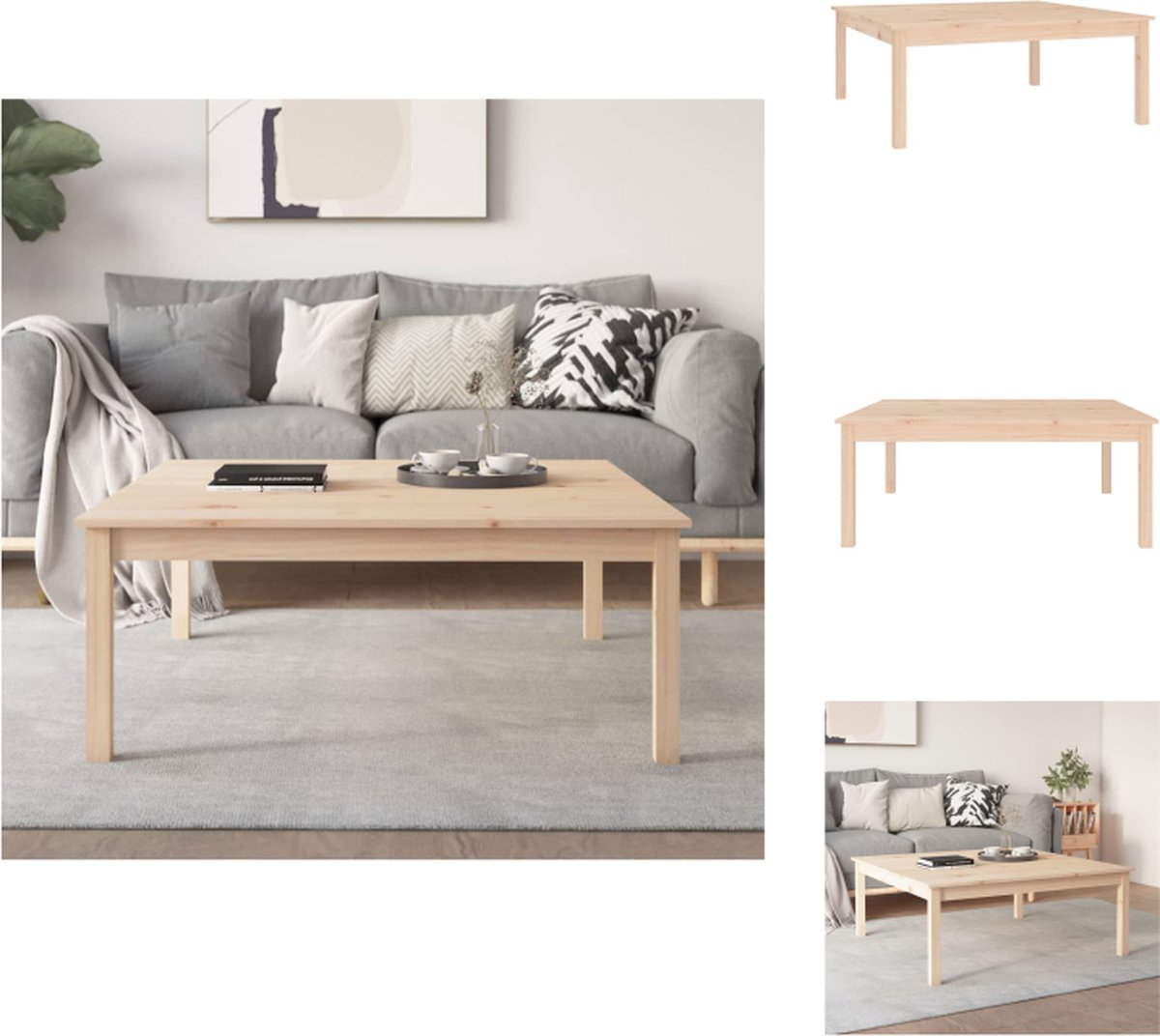 VidaXL Salontafel Grenenhout Houten 100x100x40 cm Tafel