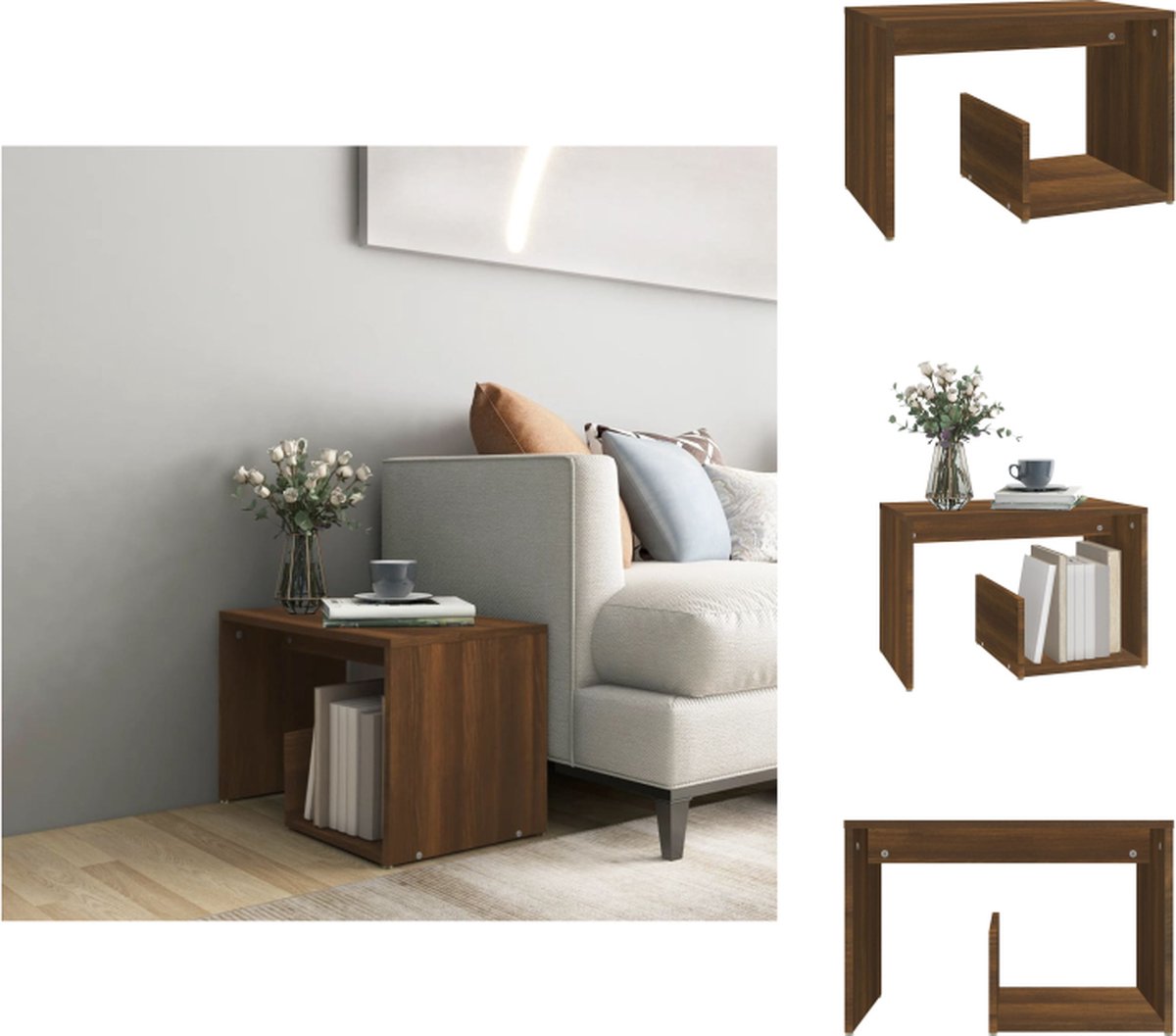 vidaXL Bijzettafel - 59x36x38 - cm - bewerkt - hout - bruin - eikenkleur