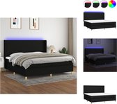 vidaXL Boxspring Bed - Zwart - 203 x 203 x 118/128 cm - Verstelbaar hoofdbord - Kleurrijke LED-verlichting - Pocketvering matras - Huidvriendelijk topmatras - USB-aansluiting - Bed