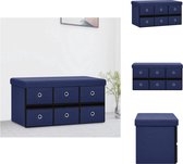 vidaXL Opbergbank - Halbank - Blauw - 76 x 38 x 38 cm - Kunstlinnen en MDF - Hocker