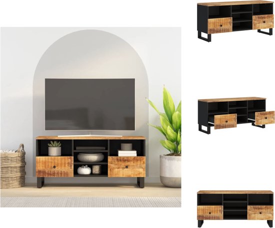 vidaXL Tv-meubel - Mangohout - 100 x 33 x 46 cm - opbergruimte - stabiele poten - Kast