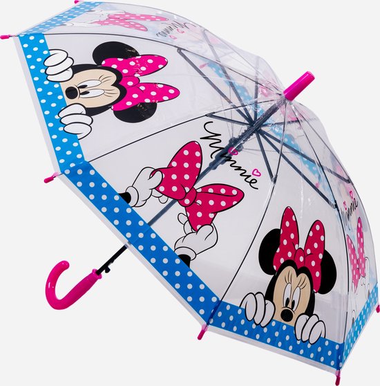 Minnie Mouse Paraplu - Kinderparaplu - Transparant - Roze/Blauw