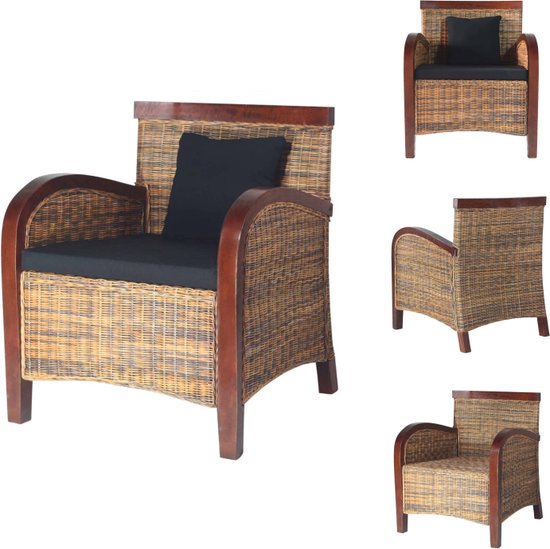 vidaXL Armstoel Rattan - 69 x 66 x 79 cm - Tropische uitstraling - Fauteuil