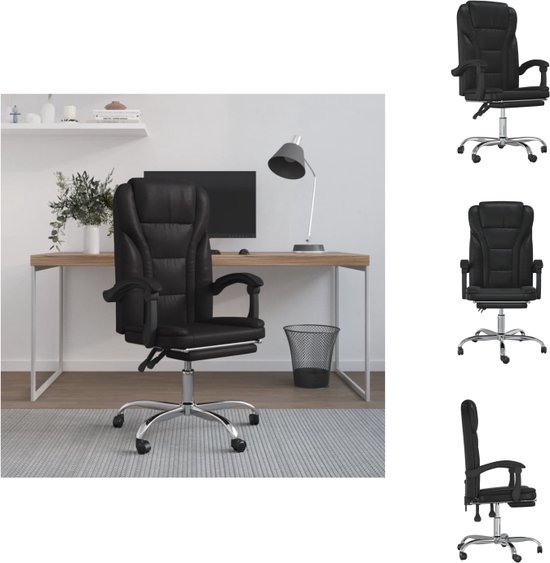 vidaXL Verstelbare bureaustoel - Kunstleer - Zwart - 63x56x(112.5-122)cm - Elegant en comfortabel - Bureaustoel