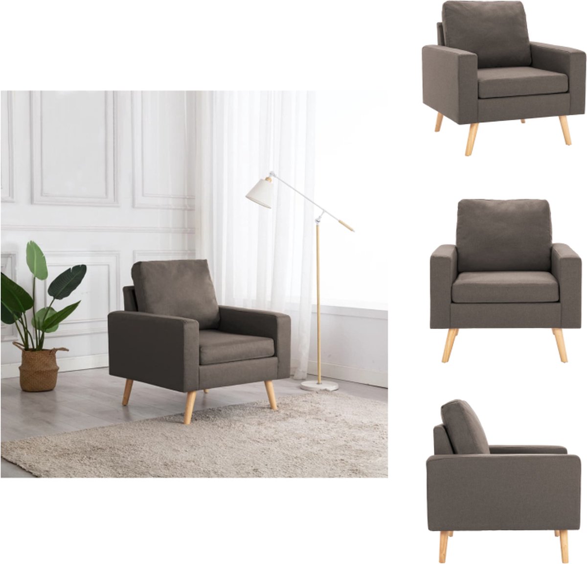 VidaXL Fauteuil Zitmeubel 77 x 71 x 80 cm Taupe Fauteuil