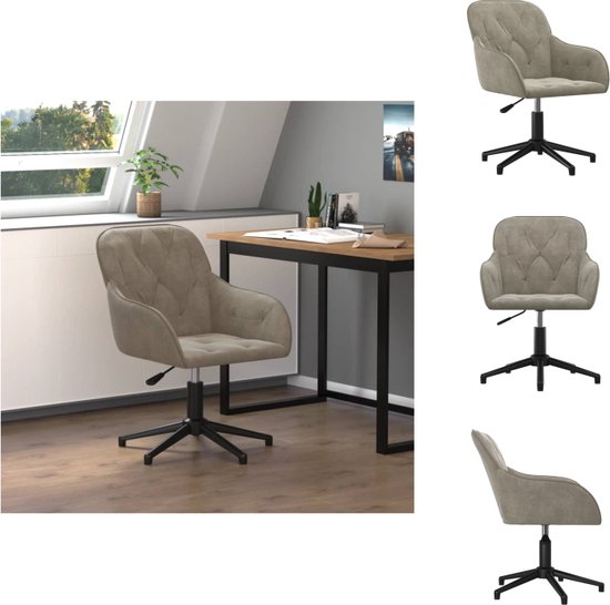 vidaXL Chaise de bureau pivotante Velours - Gris clair - 56x61,5x(72-80)cm - Hauteur réglable - Cadre stable - Trendy Design - vidaXL - Chaise de bureau