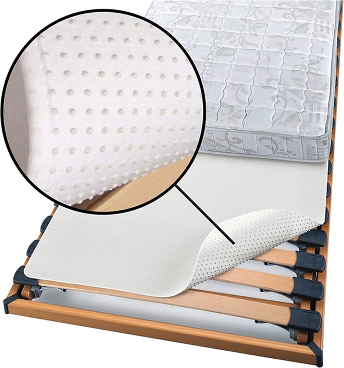 Zavelo Ondermatrasbeschermer Noppen -1-persoons (100x200 cm) - Antislip Matrasonderlegger - Anti-Allergie