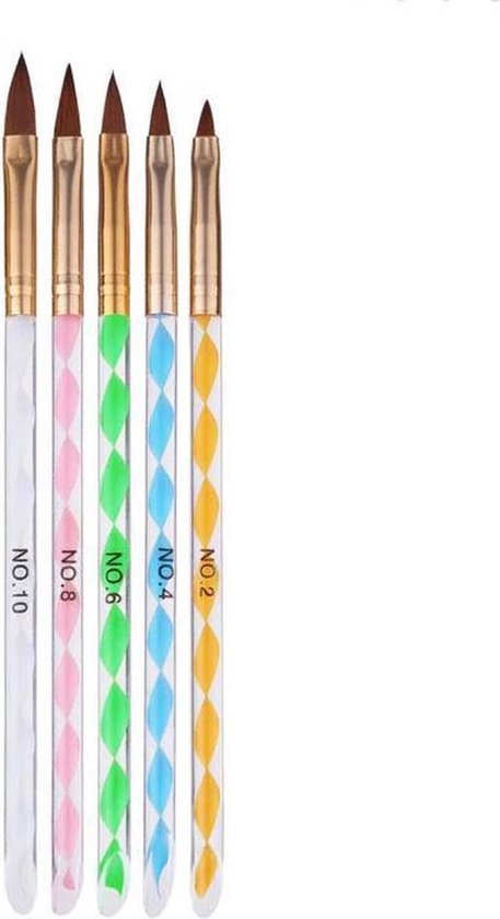 Foto: Go go gadget 5 stks nagelkunst borstel set acryl art line uv gel carving pen penseel manicure gereedschap dotting pen voor vrouwen meisjes 
