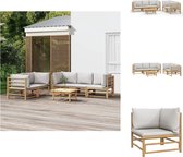 vidaXL Bamboe Loungeset - Modulair ontwerp - Comfortabel zitten - Inclusief tafel en kussens - Duurzaam materiaal - Tuinset