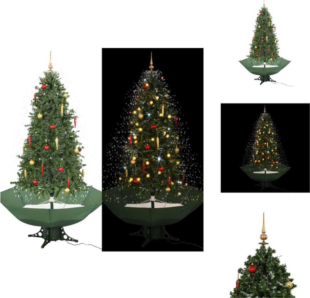 vidaXL Kunstkerstboom Groen - 190 cm - Sneeuwende Kerstboom Met Melodie - PVC - Polyester - Kunststof - Decoratieve kerstboom
