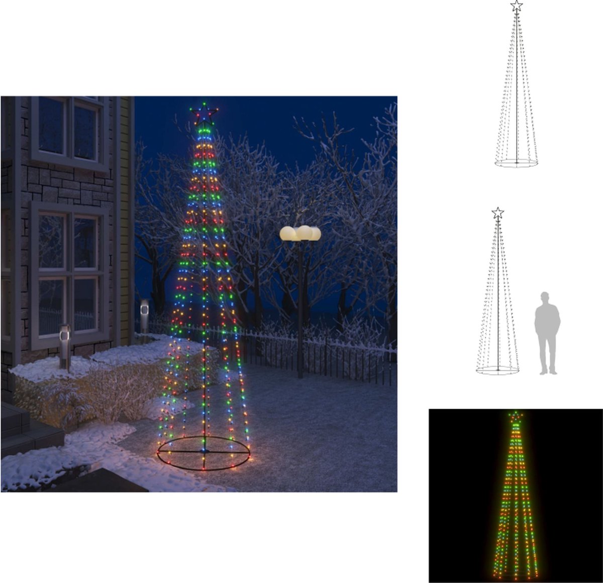vidaXL Kerstkegelboom - Meerkleurig - 100 x 360 cm (ø x H) - PVC en metaal - Decoratieve kerstboom