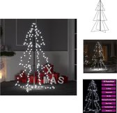 vidaXL Sapin de Noël en forme de cône en métal - 78 x 120 cm - Blanc froid - 160 LED - Sapin de Noël décoratif