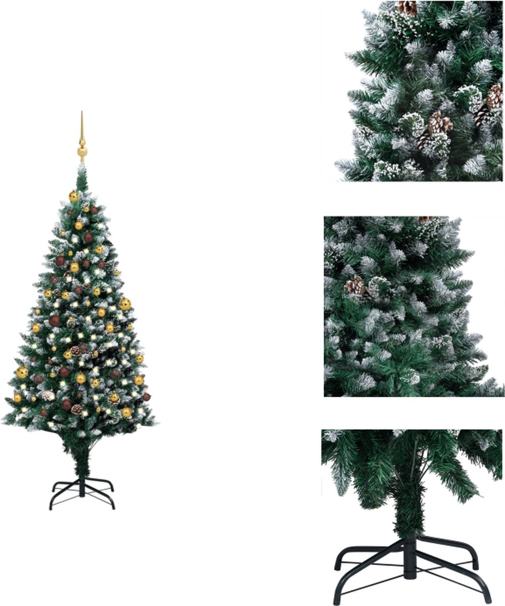 vidaXL Kunstkerstboom - Sneeuwachtige takken - LED-verlichting - 180 cm - Decoratieve kerstboom