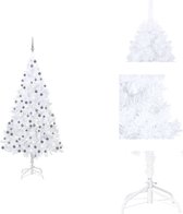 vidaXL Sapin de Noël artificiel - Wit - 210 cm - Avec éclairage LED- Sapin de Noël décoratif