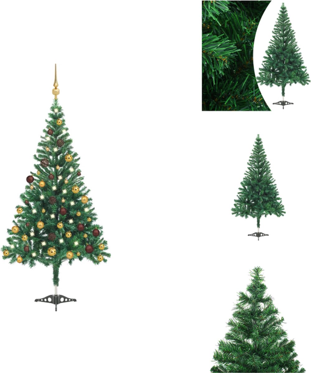 vidaXL Kunstkerstboom - 180 cm - Met LED-verlichting - Groen - Decoratieve kerstboom
