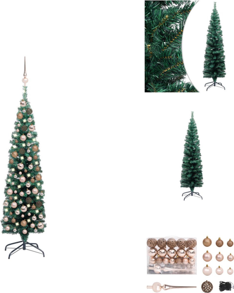 vidaXL Kunstkerstboom LED 120 cm - Groen - PVC/staal - Incl - 150 LEDs - USB-aansluiting - Decoratieve kerstboom