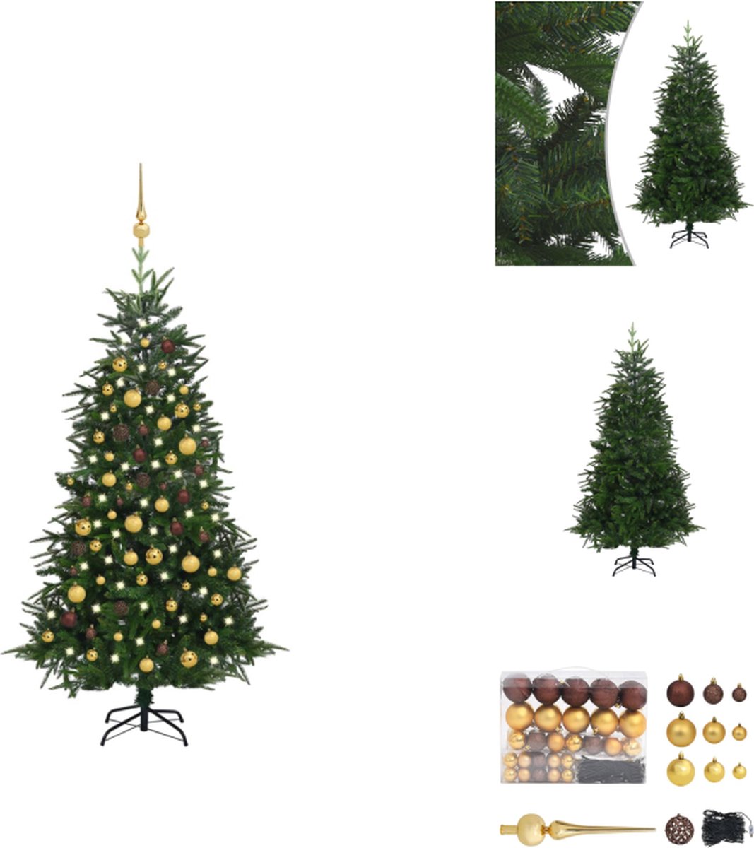 vidaXL Kerstboom Luxe Groen 180 cm - LED Verlichting - PVC/PE - Stalen Standaard - Decoratieve kerstboom
